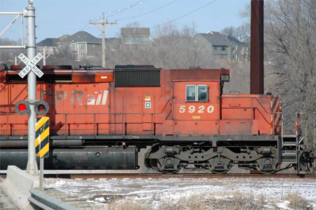 This shot shows the classic lines of the CPR work horse SD-40-2, at work in Rochester, MN.   Photo taken  by Rex Easterly during his trip to the Mayo Clinic this winter.