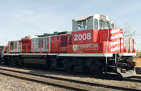 This Progress Rail GenSet engine arrived from Paducah, Ky Saturday moring, April 25, 2009 at West Yards in Madisonville, Ky. Their new state-of-the-art GenSet locomotives are powered by Caterpillar C18 engines in modular power plant packages, offering maximum reliability and availability to keep railroads running. These locomotives are fuel efficient and environmentally friendly. You can find more details on their website at: http://www.progressrail.com Not sure where it was headed from Madisonville. (Photo by Jim Pearson)