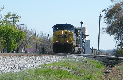 It’s a bright and beautiful Spring day in Kentucky as a CSX freight heads north through Crofton, KY.  Photo by Matt Gentry 