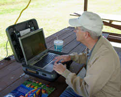 Steve and his train watching computer.