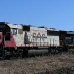 A former SOO locomotive is found sitting just east of the NS yard at Princeton IN on February 24, 2014. -Rick Bivins