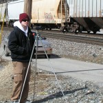 A member of the “Frigid Railfan Group.” Matt Gentry takes video at Princeton IN on February 24, 2014. -Rick Bivins