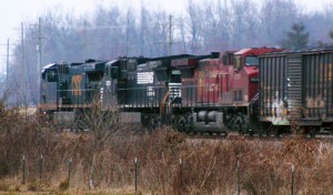 NS & CP units are seen at Romney KY on March 8, 2014 -Rick Bivins