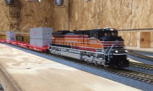 UP 1996 SD70ACe, made by Athearn, pulls an intermodal train on Keith Kittenger’s layout on April 10, 2014 -Matt Gentry